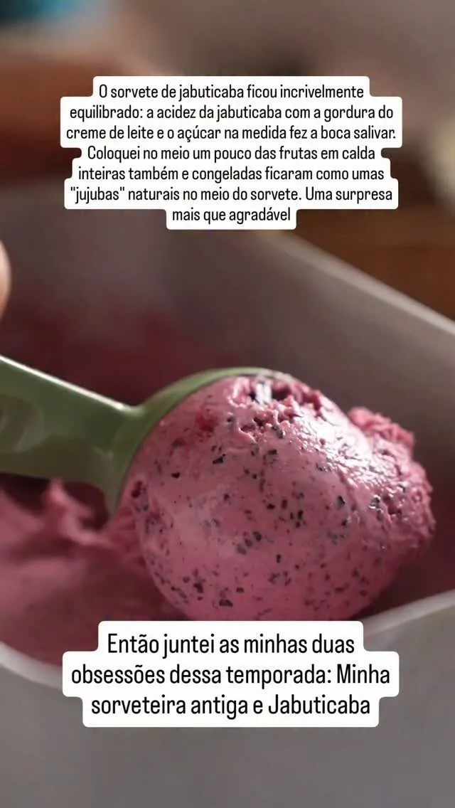 Sorvete de jabuticaba publicado no Threads oficial de Dani Lisboa